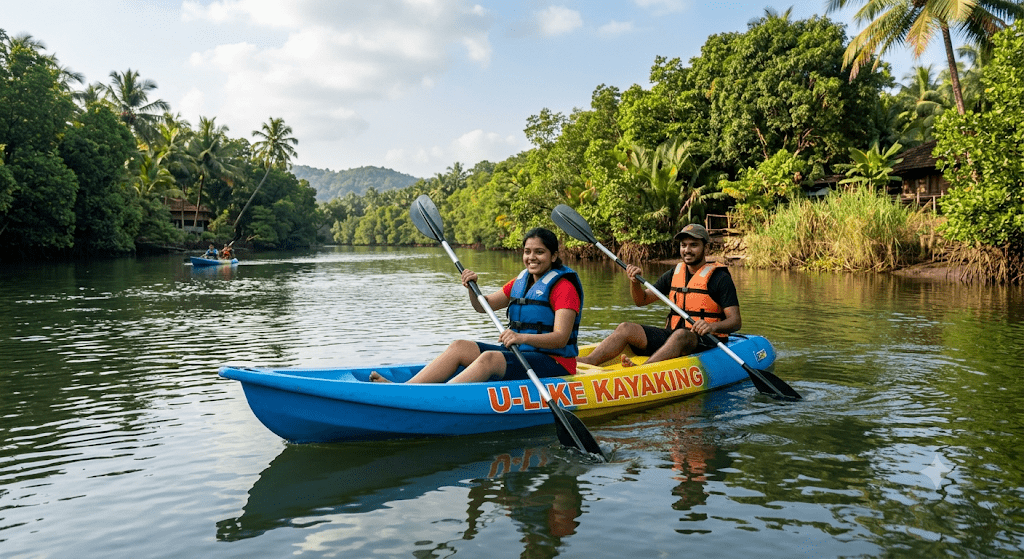 Backwater kayaking in saligrama