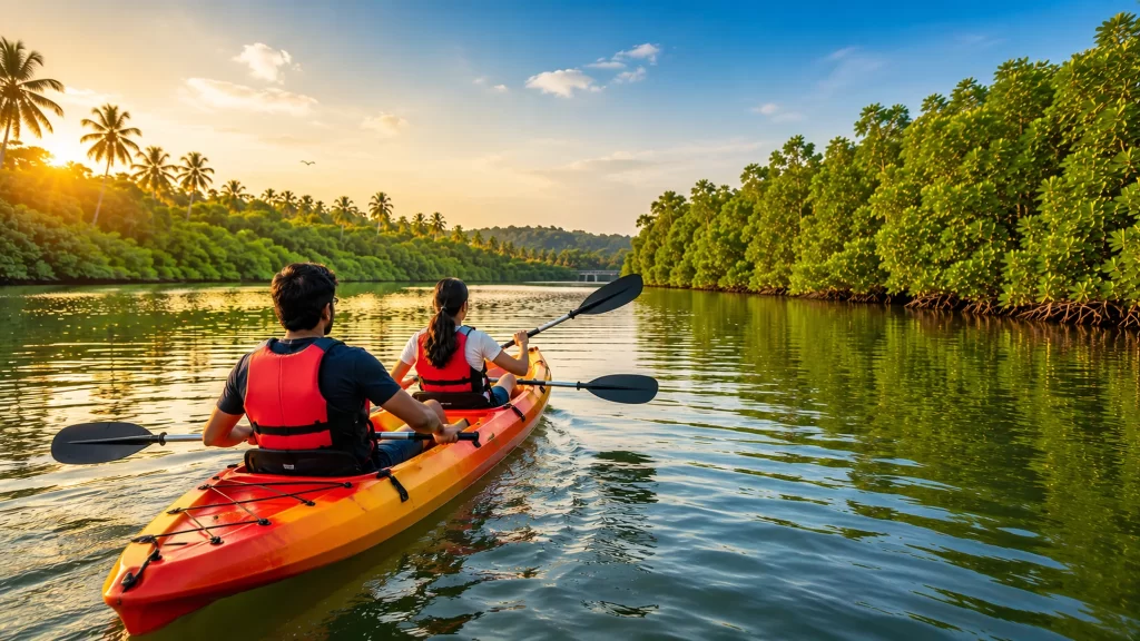 Tandem kayaking in Saligrama